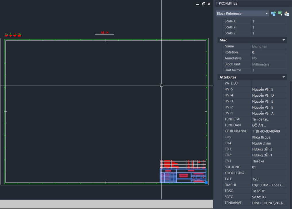 Mẫu khung tên bản vẽ đồ án cơ khí